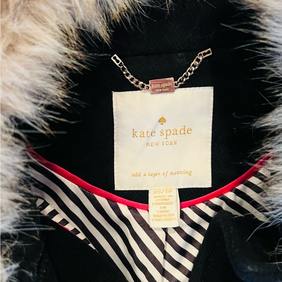 Kate Spade Faux-Fur Trim Fit and Flare Wool Coat - Picture 4 of 4